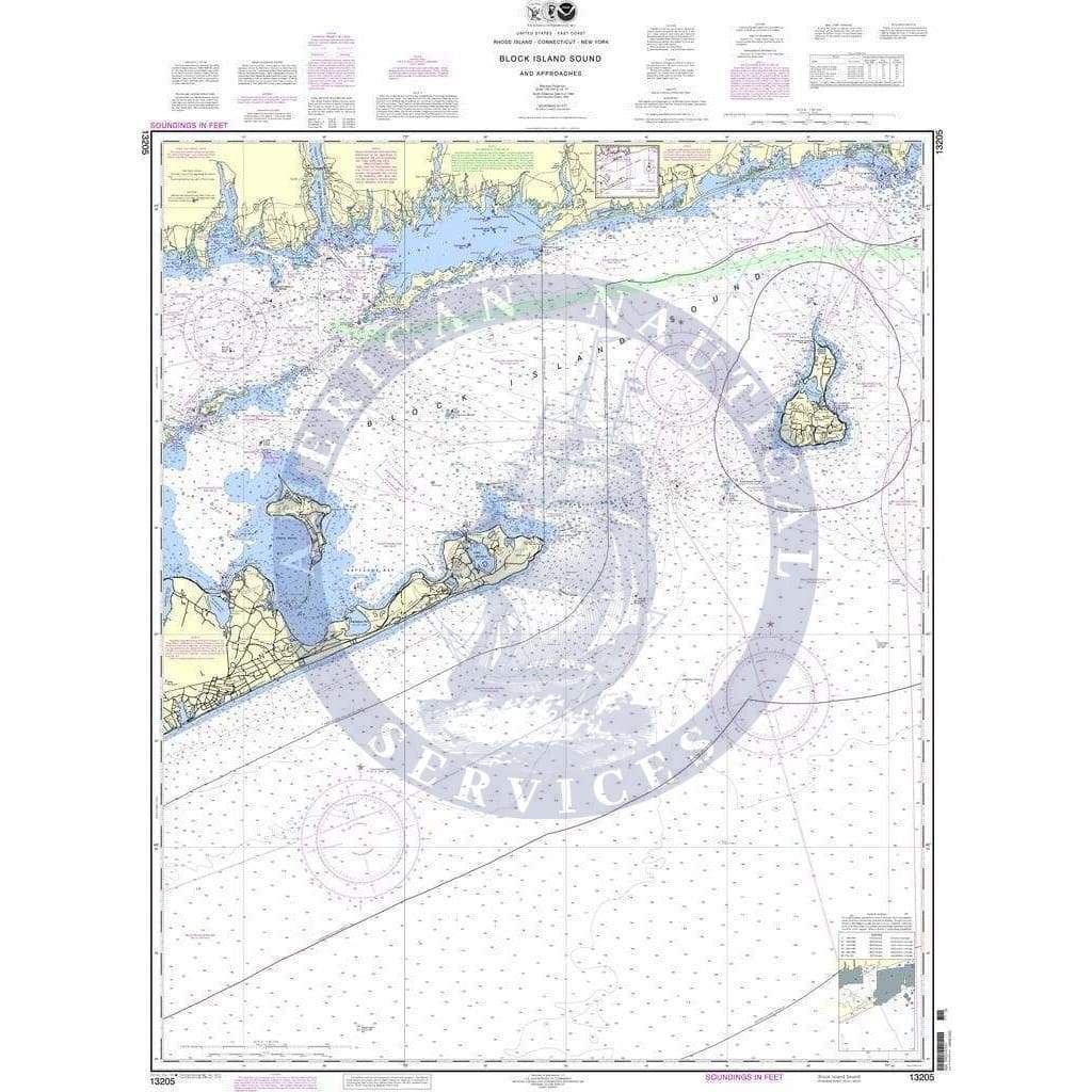 NOAA Chart 13205 Block Island Sound and Approaches Block Island Depth