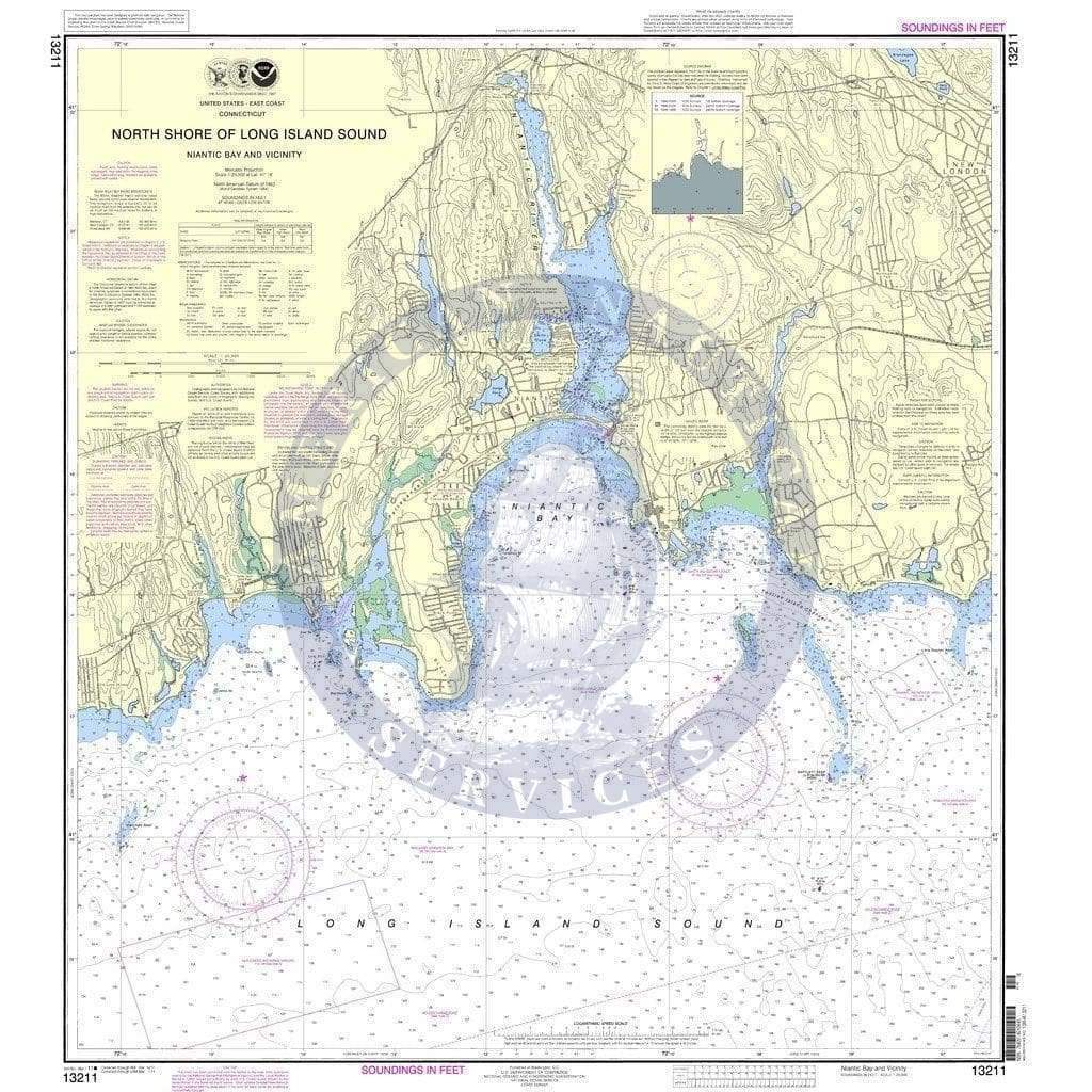 NOAA Nautical Chart 13211: North Shore of Long Island Sound Niantic Bay and Vicinity