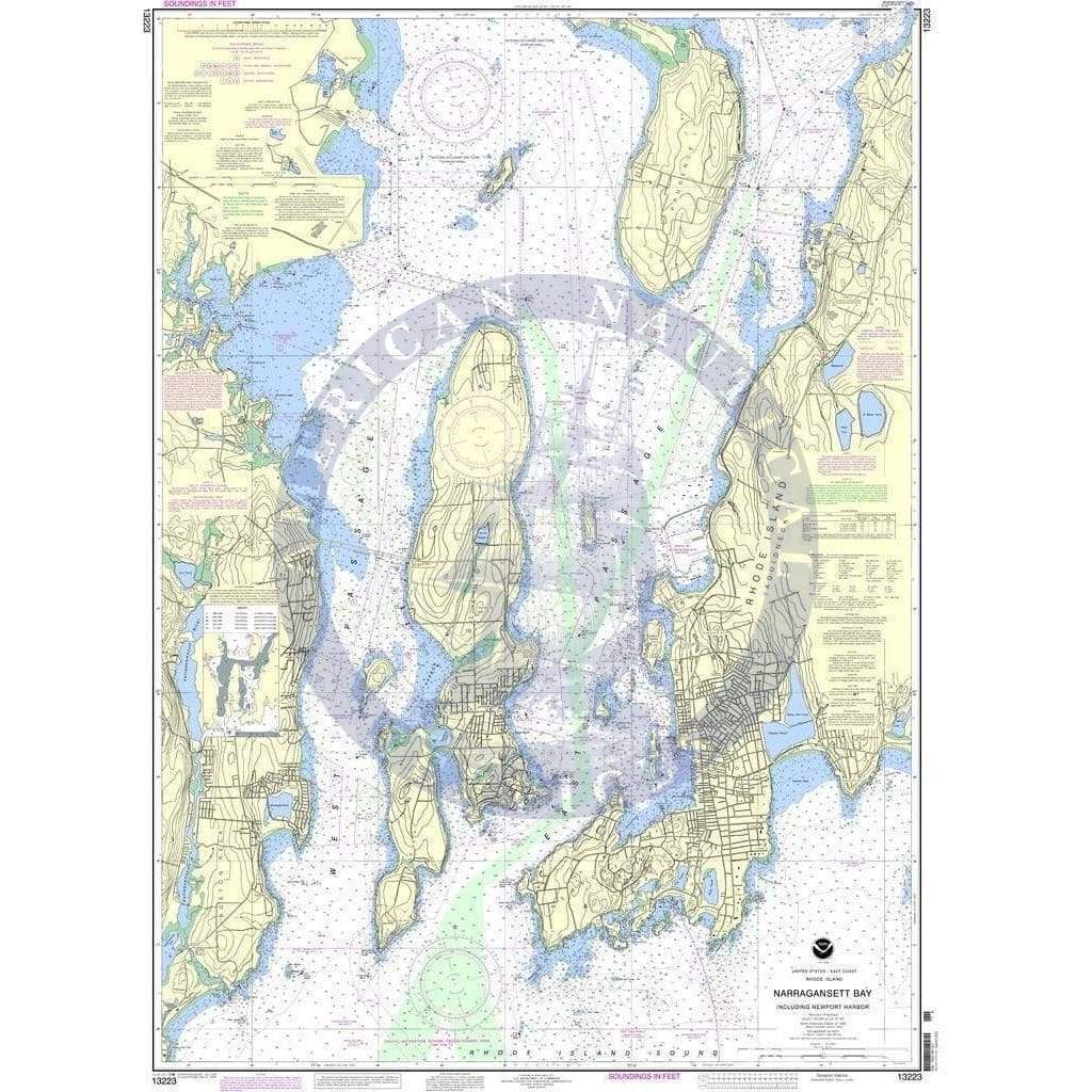 NOAA Nautical Chart 13223: Narragansett Bay, Including Newport Harbor ...