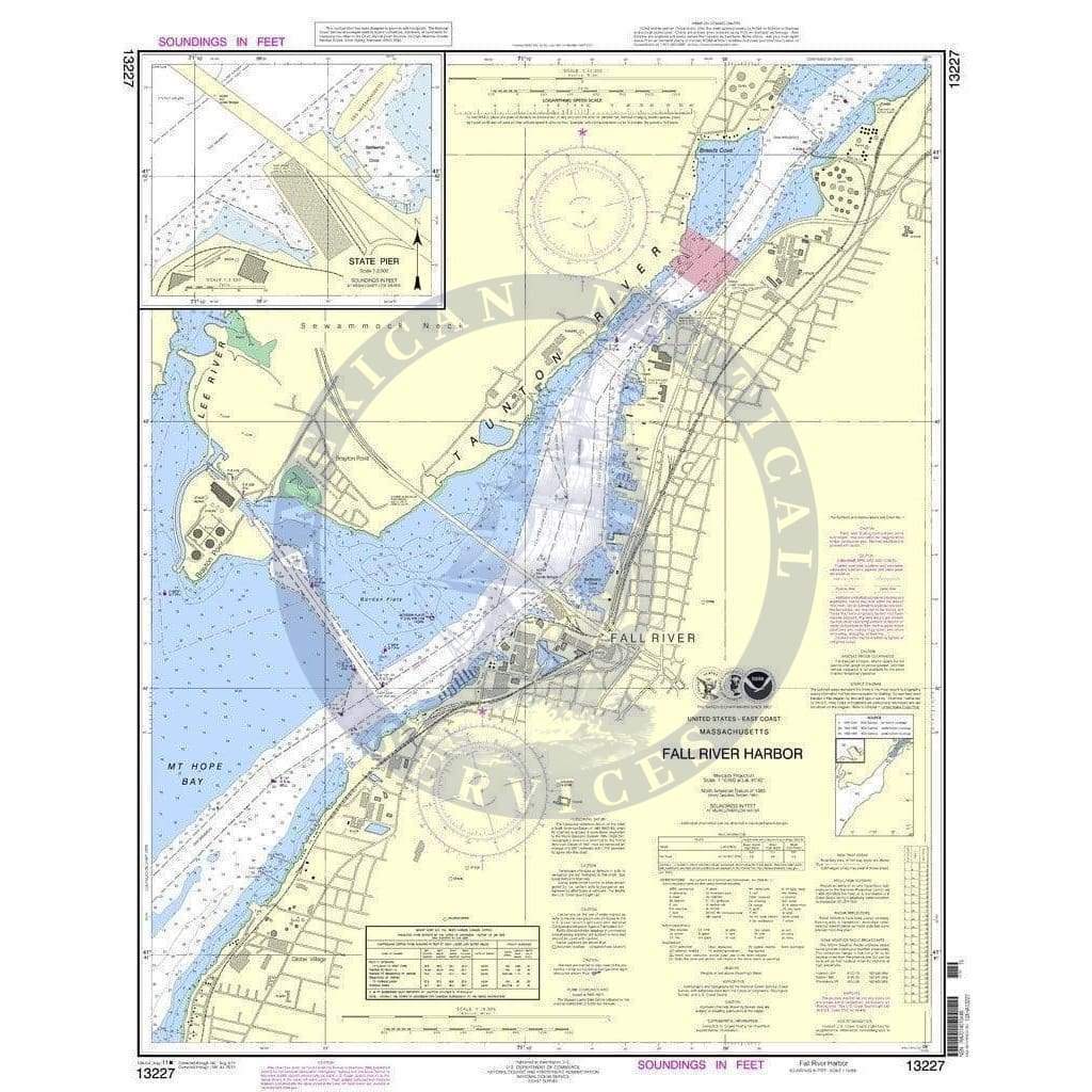 NOAA Nautical Chart 13227: Fall River Harbor;State Pier