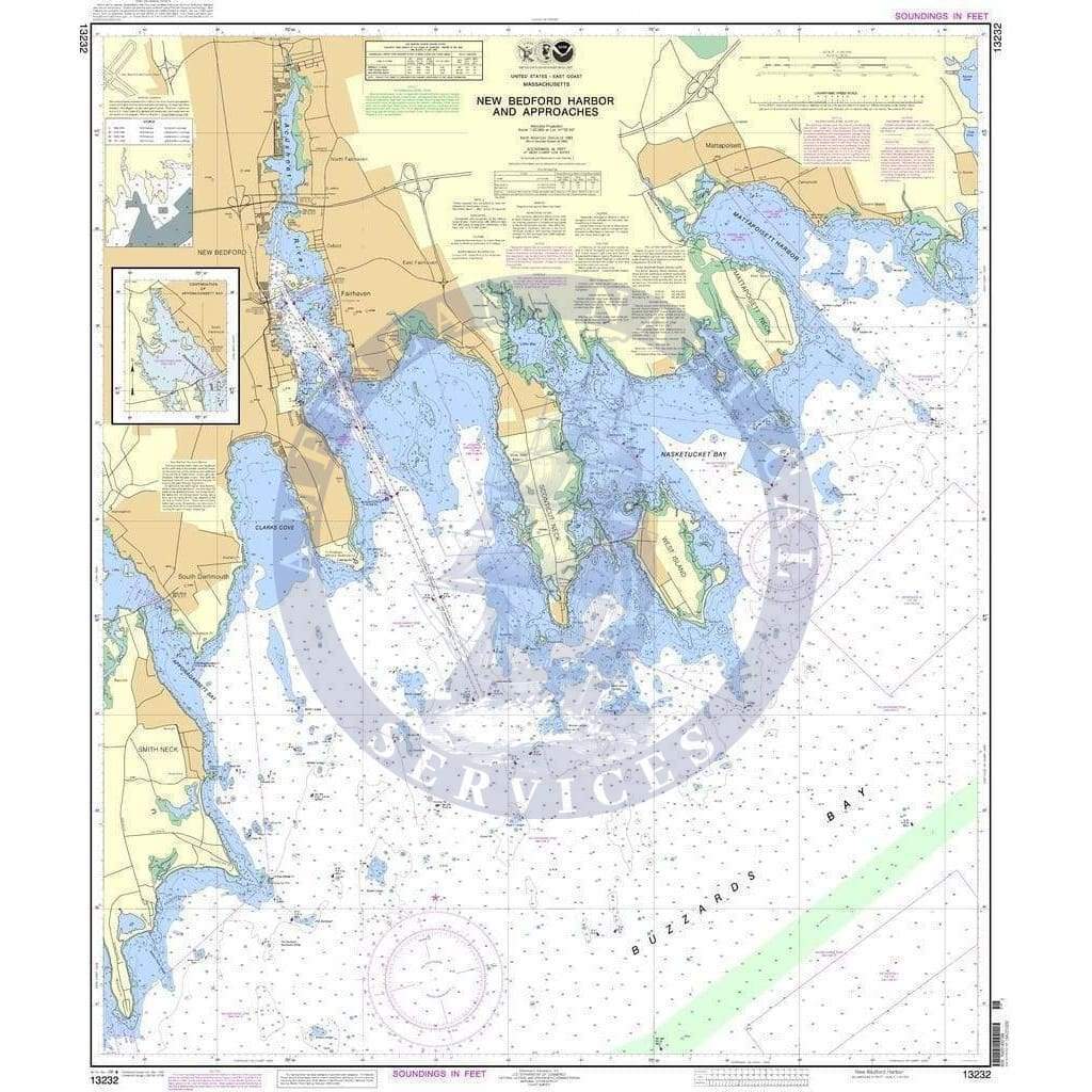 NOAA Nautical Chart 13232: New Bedford Harbor and Approaches