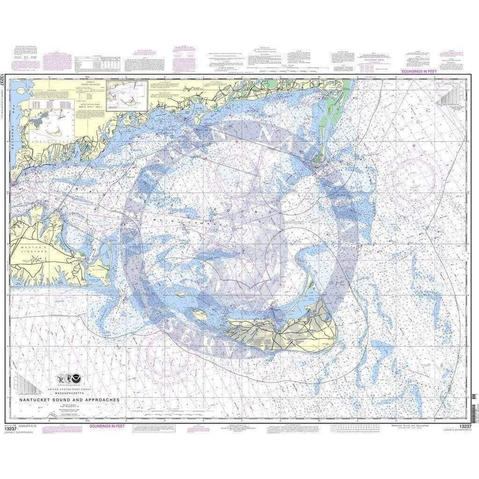 NOAA Nautical Chart 13237 Map of Nantucket Sound and Approaches