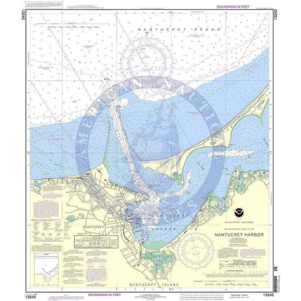 NOAA Chart 13242 Nantucket Harbor Official Map Amnautical