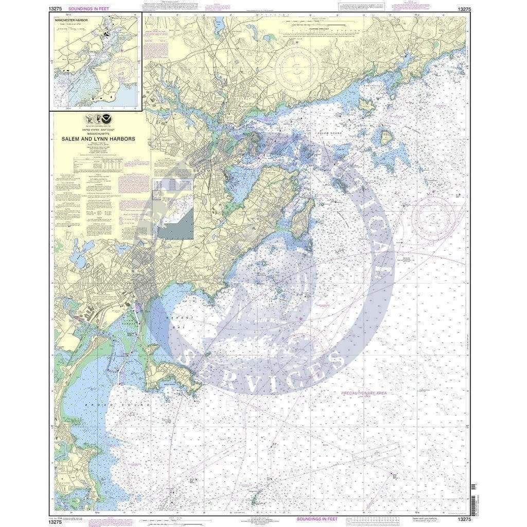 NOAA Nautical Chart 13275: Salem and Lynn Harbors; Manchester Harbor
