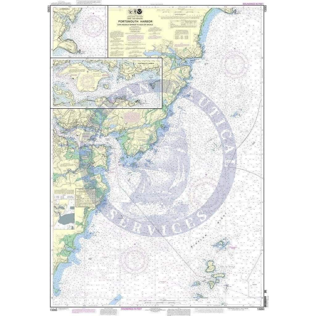NOAA Nautical Chart 13283 Portsmouth Harbor Cape Neddick Harbor to Is