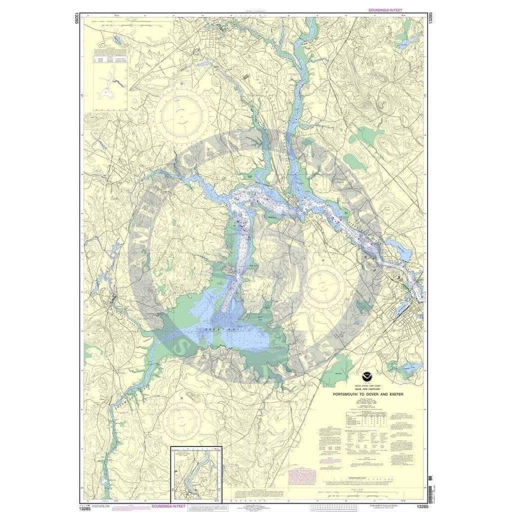 NOAA Nautical Chart 13285: Portsmouth to Dover and Exeter