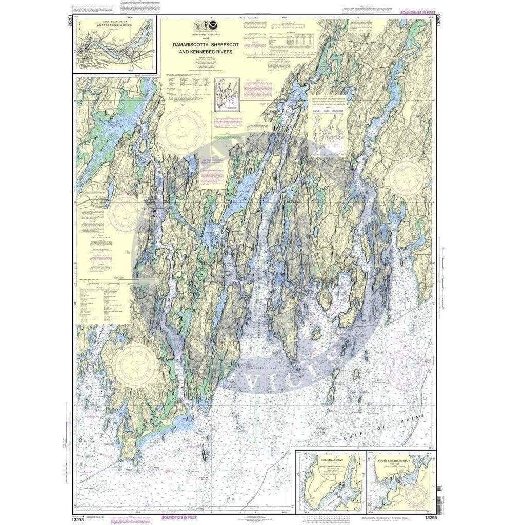 NOAA Chart 13293 Damariscotta, Sheepscot and Kennebec Rivers;South