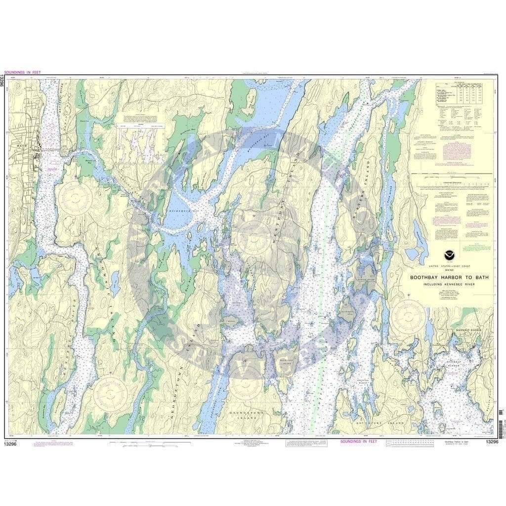NOAA Nautical Chart 13296: Boothbay Harbor to Bath, Including Kennebec River