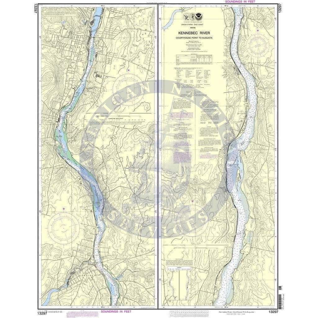 NOAA Nautical Chart 13297: Kennebec River Courthouse Point to Augusta
