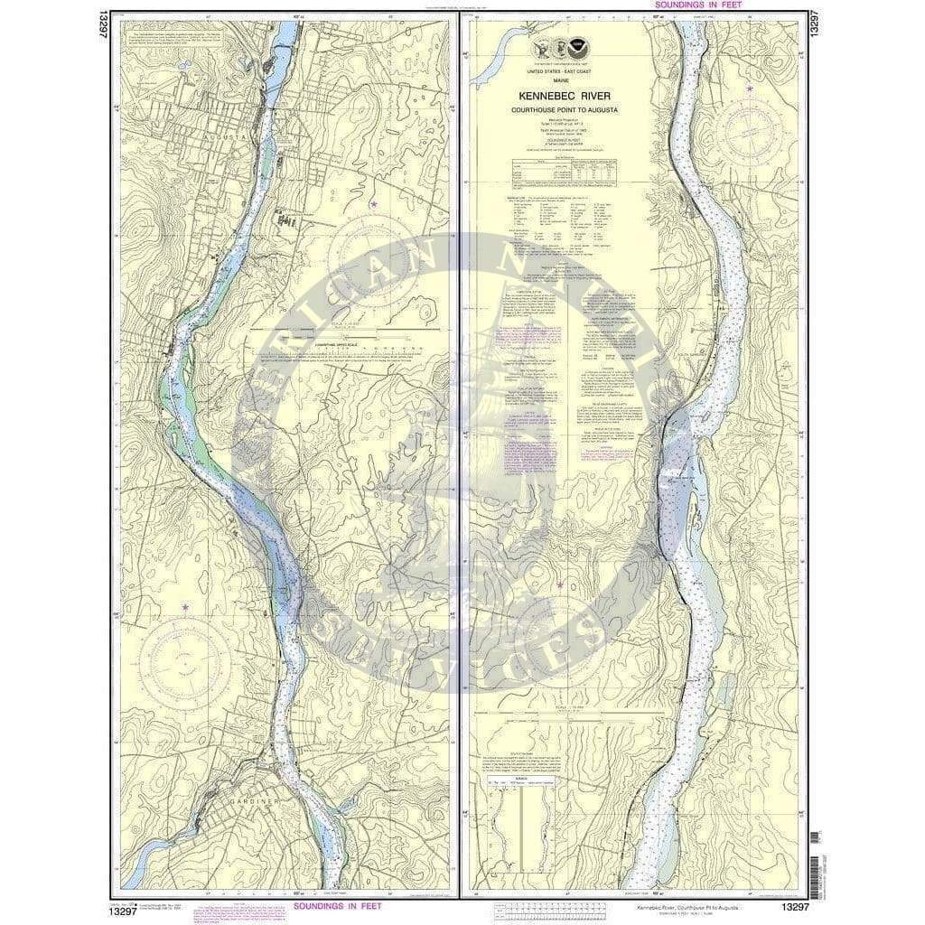 NOAA Kennebec River Depth Chart 13297 Kennebec River Map Amnautical