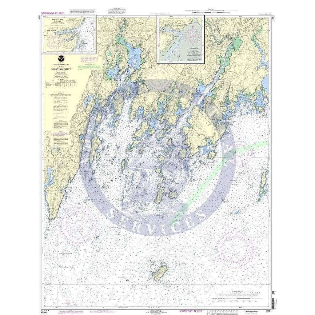 NOAA Nautical Chart 13301: Muscongus Bay;New Harbor;Thomaston