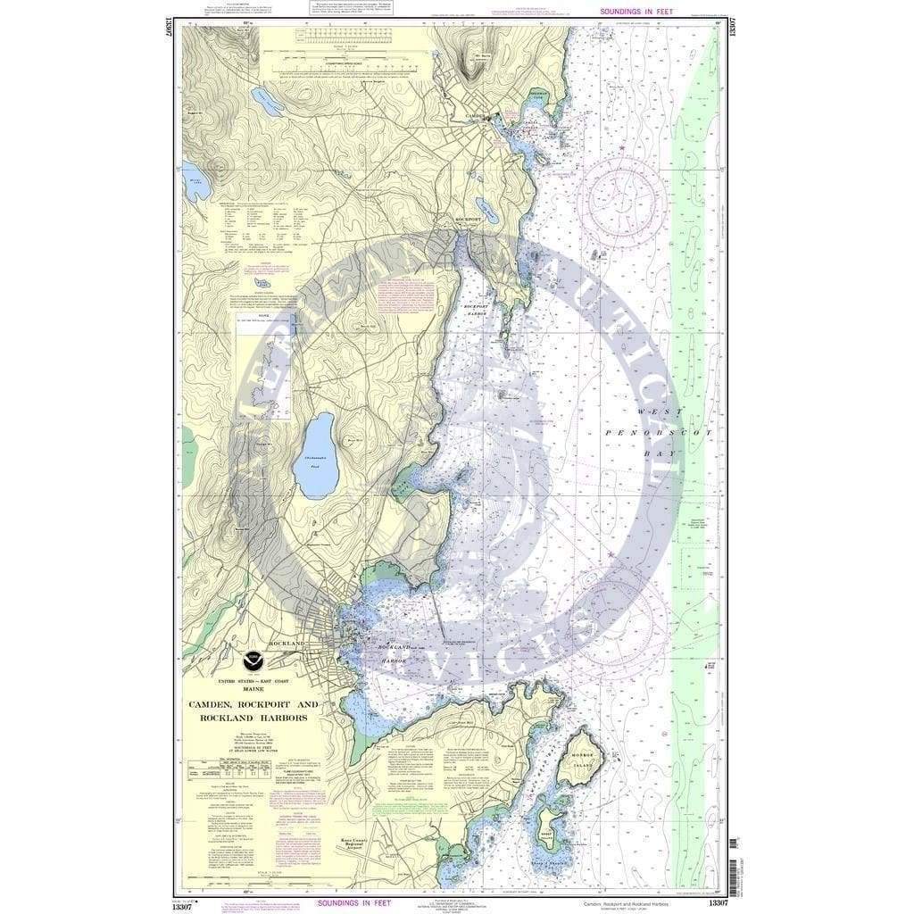 NOAA Nautical Chart 13307: Camden, Rockport and Rockland Harbors
