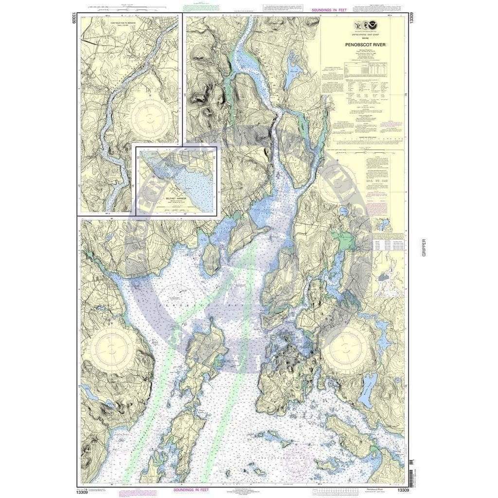 NOAA Nautical Chart 13309: Penobscot River;Belfast Harbor