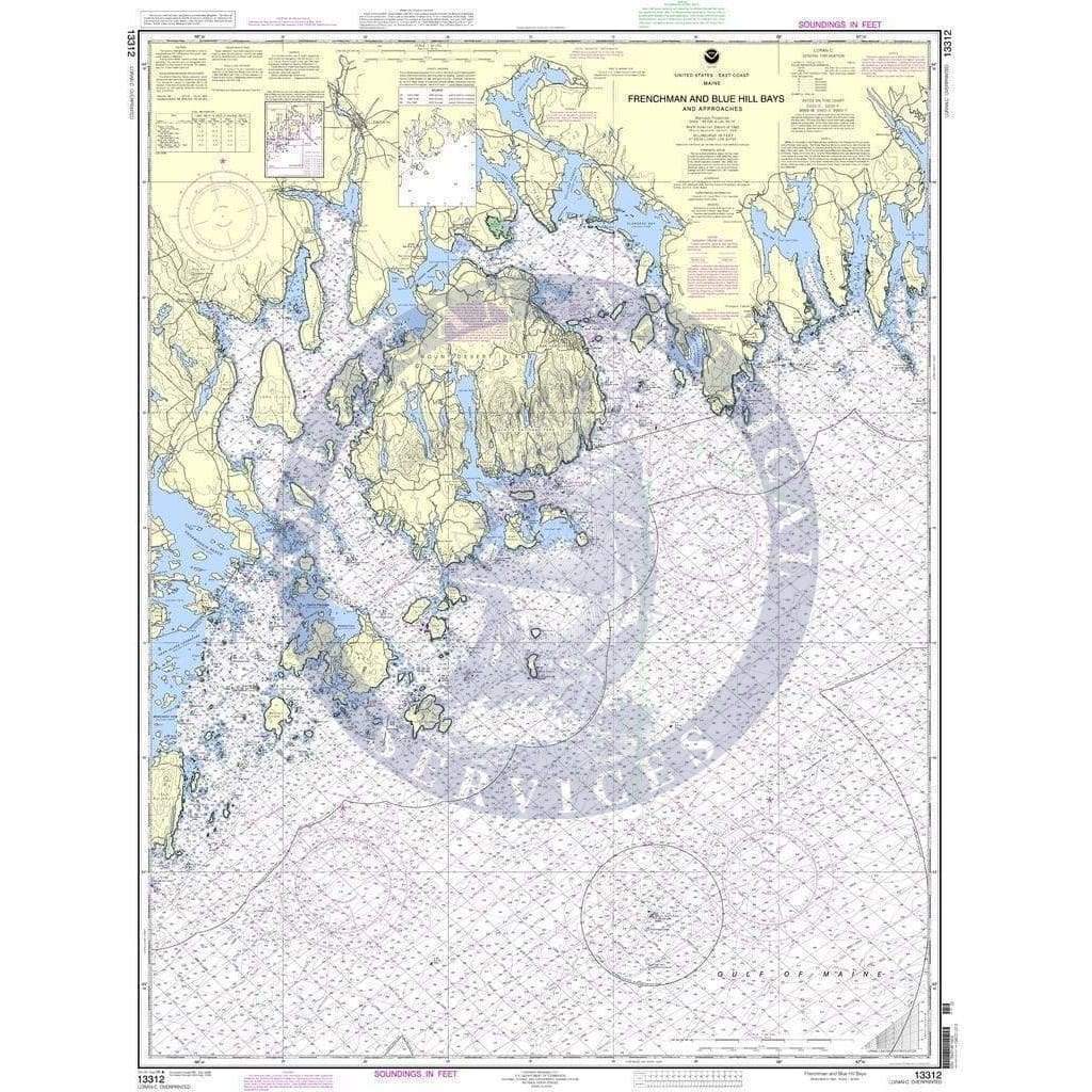 NOAA Nautical Chart 13312: Frenchman and Blue Hill Bays and Approaches