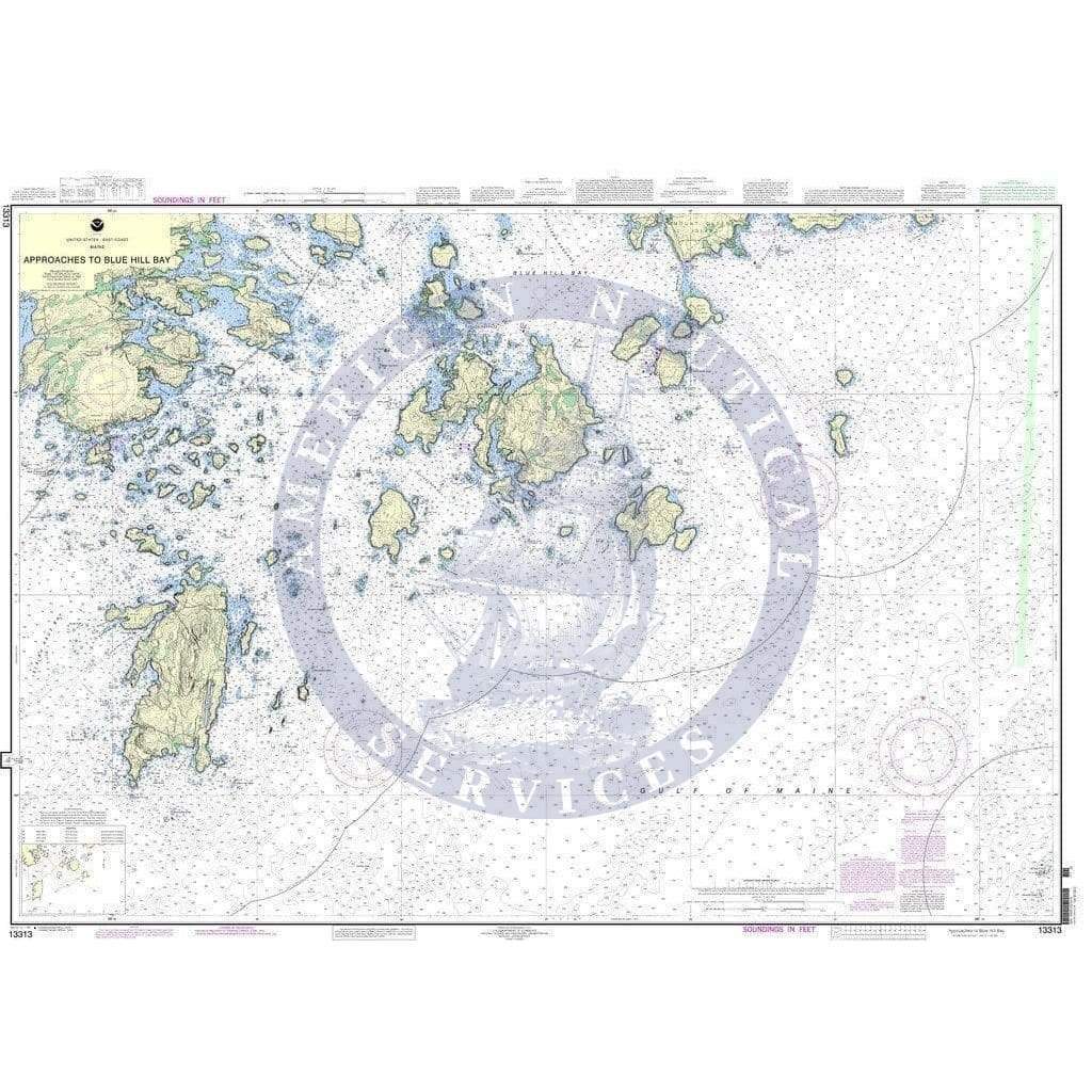 NOAA Nautical Chart 13313: Approaches to Blue Hill Bay