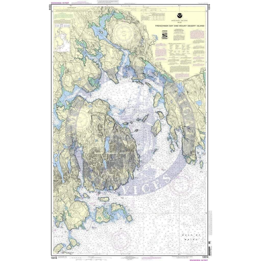 NOAA Nautical Chart 13318: Frenchman Bay and Mount Desert lsland
