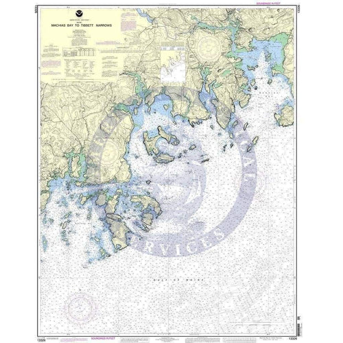 NOAA Nautical Chart 13326 Machias Bay to Tibbett Narrows Amnautical