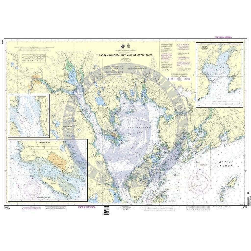 NOAA Nautical Chart 13398: Passamaquoddy Bay and St. Croix River; Beaver Harbor; Saint Andrews; Todds Point