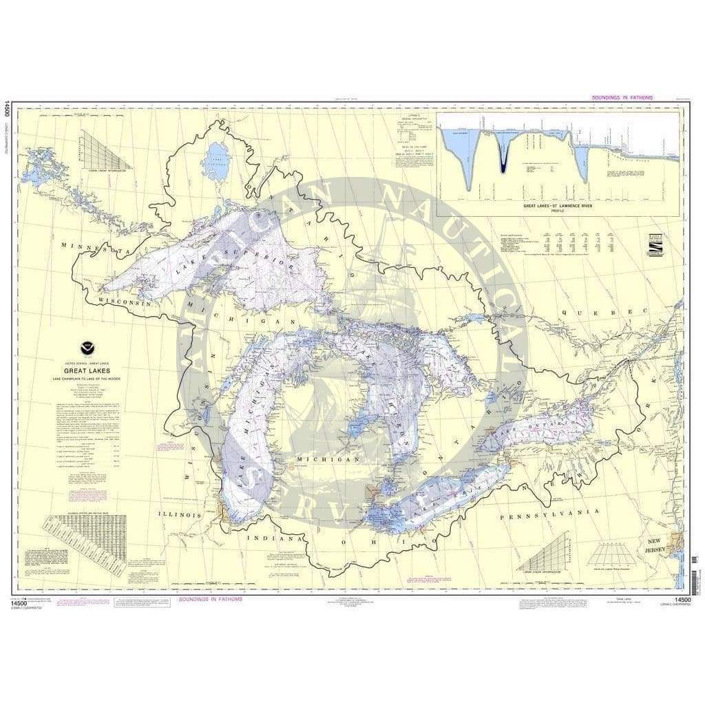 NOAA Nautical Chart 14500: Great Lakes, Lake Champlain to Lake of the Woods