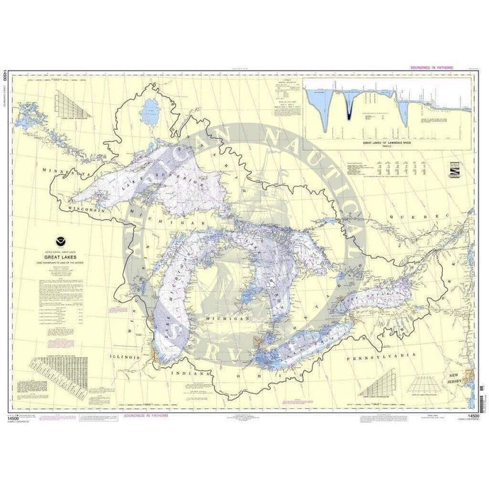NOAA Nautical Chart 14500: Great Lakes, Lake Champlain to Lake of the Woods