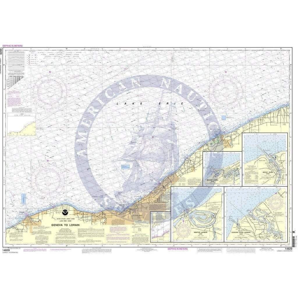NOAA Nautical Chart 14829: Geneva to Lorain; Beaver Creek; Rocky River; Mentor Harbor; Chagrin River
