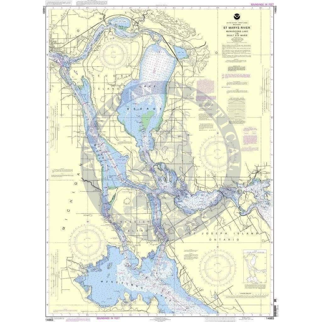 NOAA Nautical Chart 14883: St. Marys River - Munuscong Lake to Sault Ste. Marie