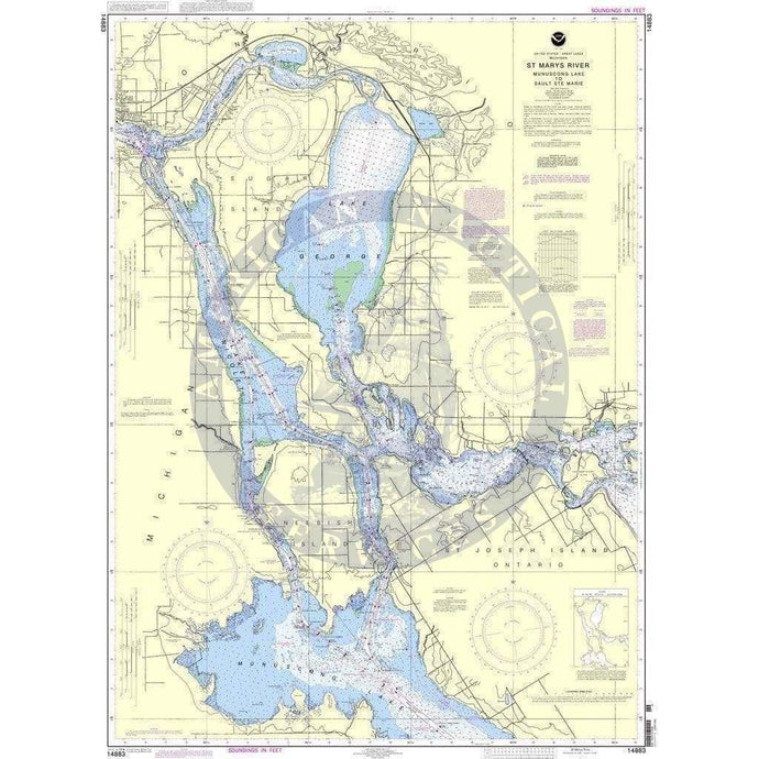 NOAA Nautical Chart 14883: St. Marys River - Munuscong Lake to Sault Ste. Marie
