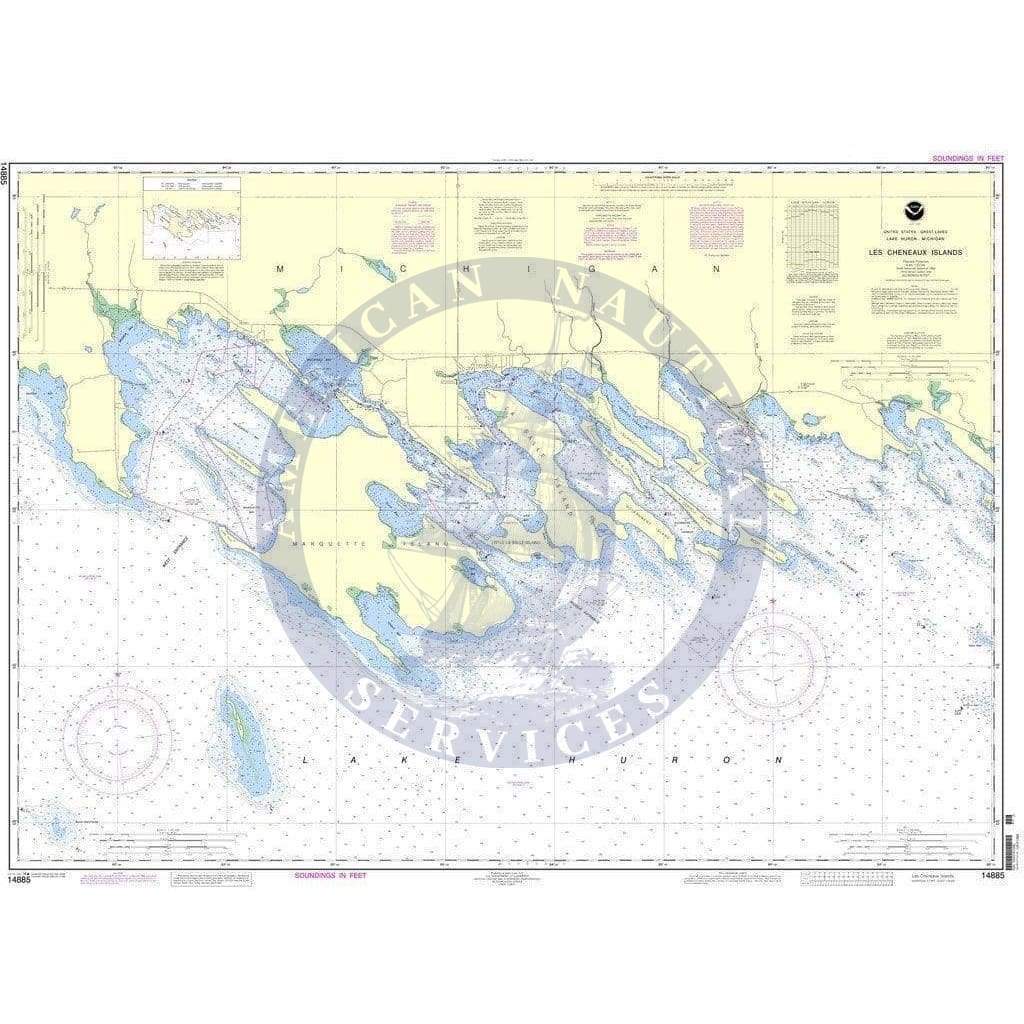 NOAA Nautical Chart 14885: Les Cheneaux Islands