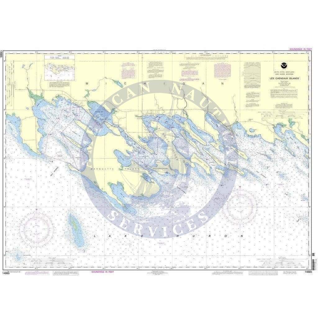 NOAA Nautical Chart 14885: Les Cheneaux Islands