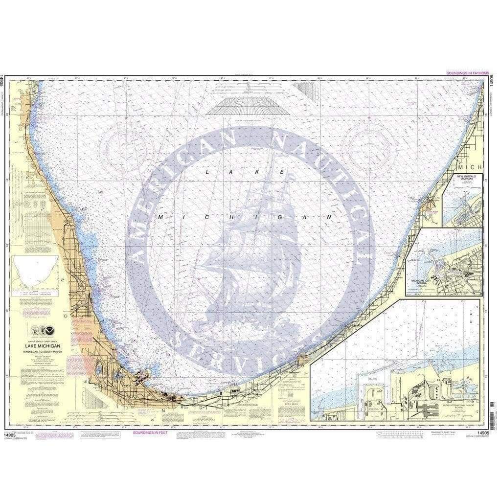 NOAA Nautical Chart 14905: Waukegan to South Haven;Michigan City;Burns International Harbor;New Buffalo