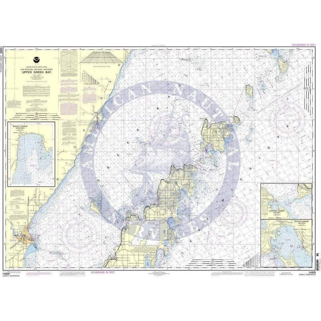 NOAA Nautical Chart 14909: Upper Green Bay - Jackson Harbor and Detroit Harbor;Detroit Harbor;Jackson Harbor;Baileys Harbor