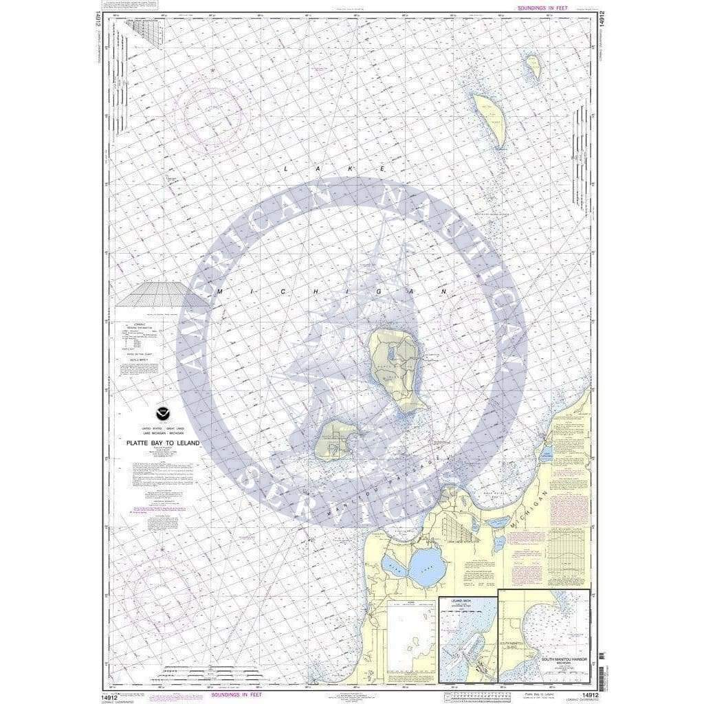 NOAA Nautical Chart 14912: Platte Bay to Leland;Leland;South Manitou Harbor