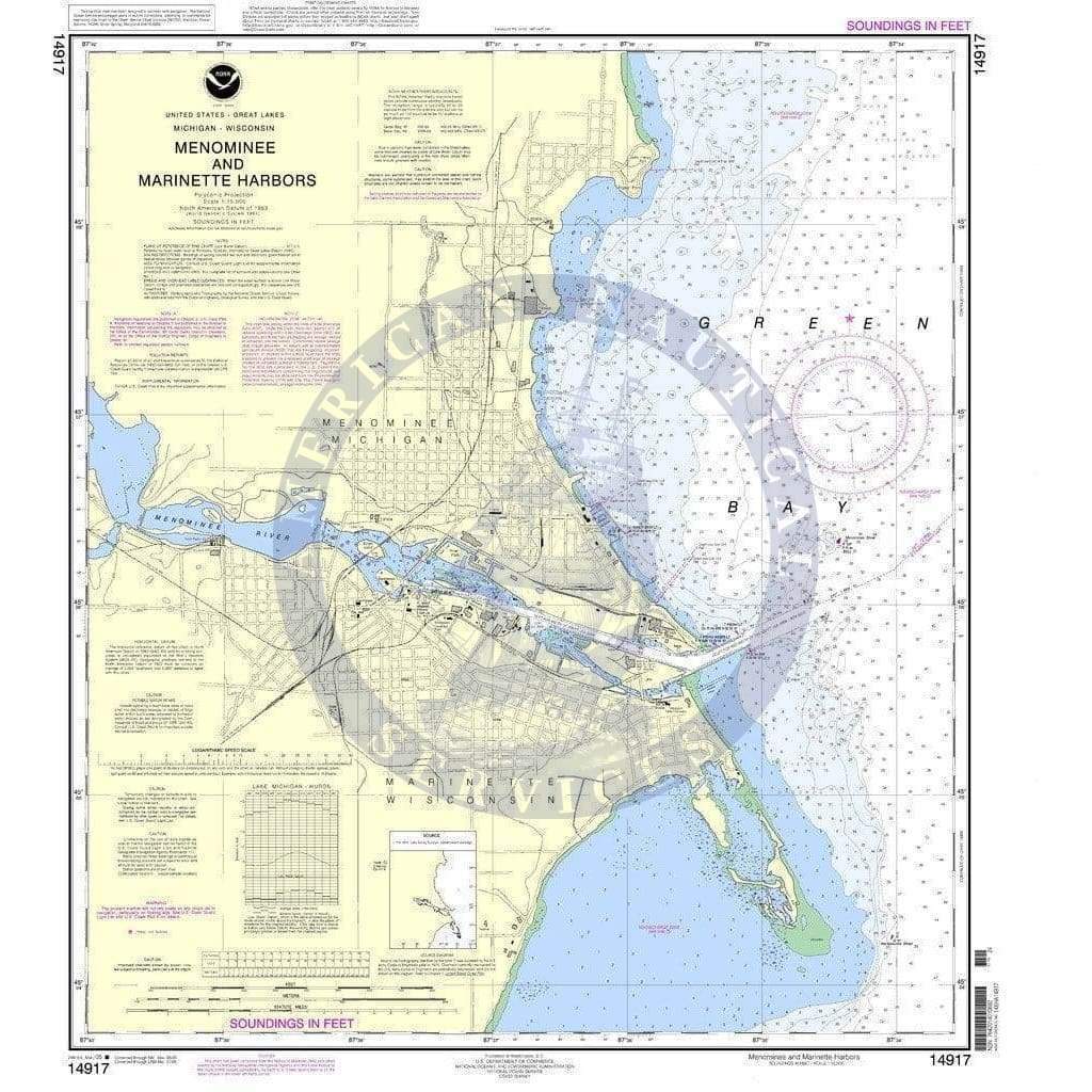 NOAA Nautical Chart 14917: Menominee and Marinette Harbors