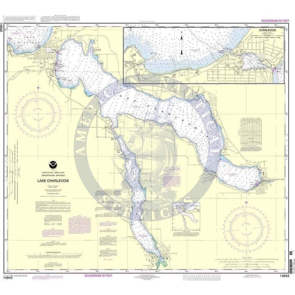 NOAA Nautical Chart 14942: Lake Charlevoix;Charlevoix, South Point to Round Lake