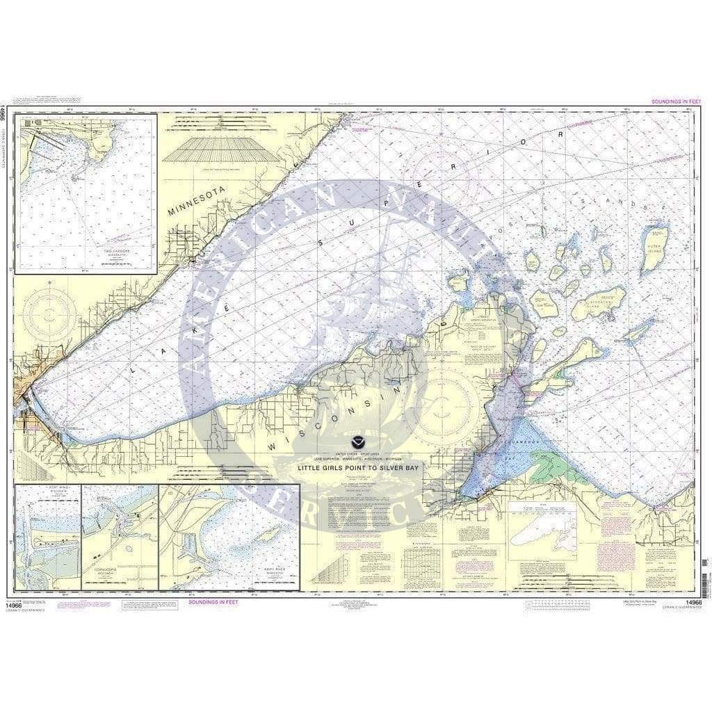 NOAA Nautical Chart 14966: Little Girls Point to Silver Bay, including Duluth and Apostle Islands;Cornucopia Harbor;Port Wing Harbor;Knife River Harbor;Two Harbors