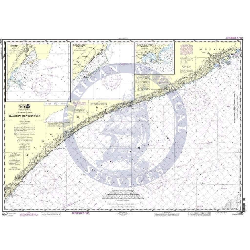 NOAA Nautical Chart 14967: Beaver Bay to Pigeon Point;Silver Bay Harbor;Taconite Harbor;Grand Marais Harbor