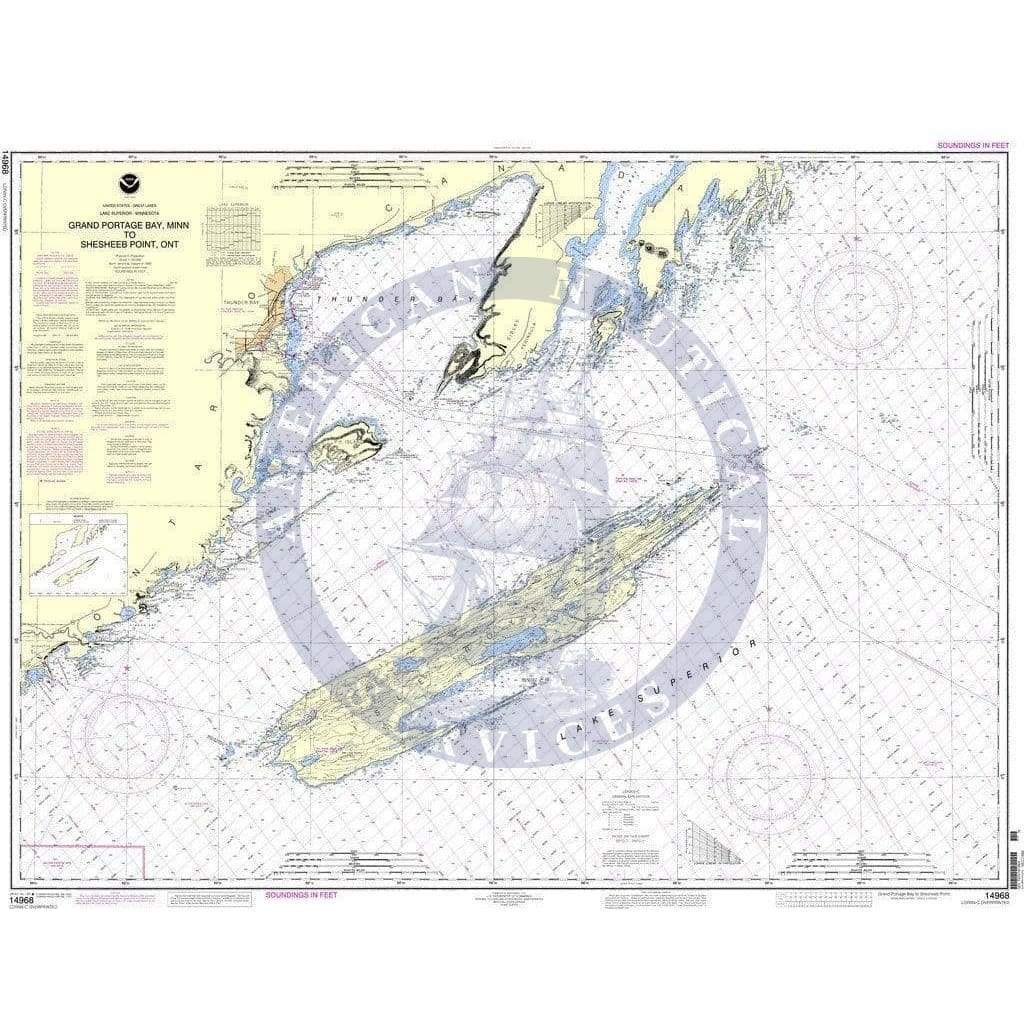 NOAA Nautical Chart 14968: Grand Portage Bay, Minn. to Shesbeeb Point, Ont.