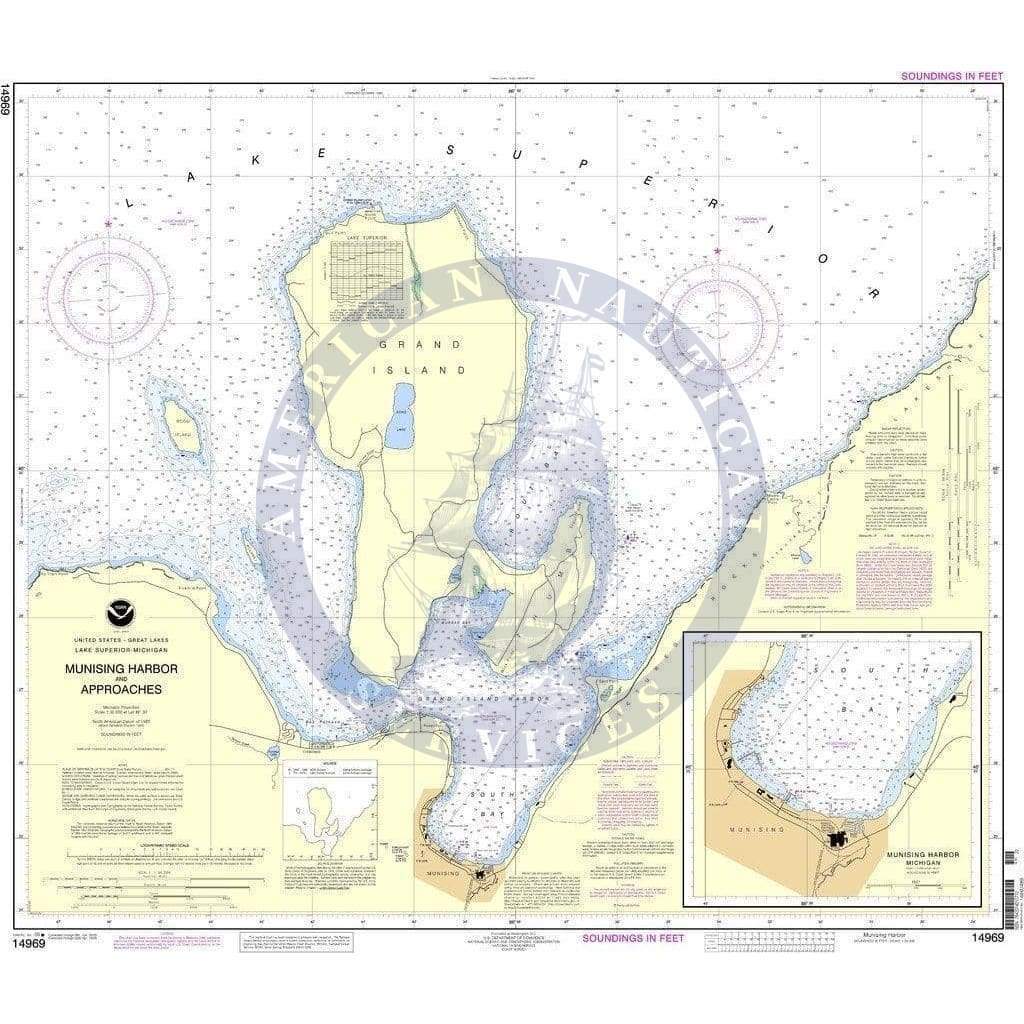 NOAA Nautical Chart 14969: Munising Harbor and Approaches;Munising Harbor