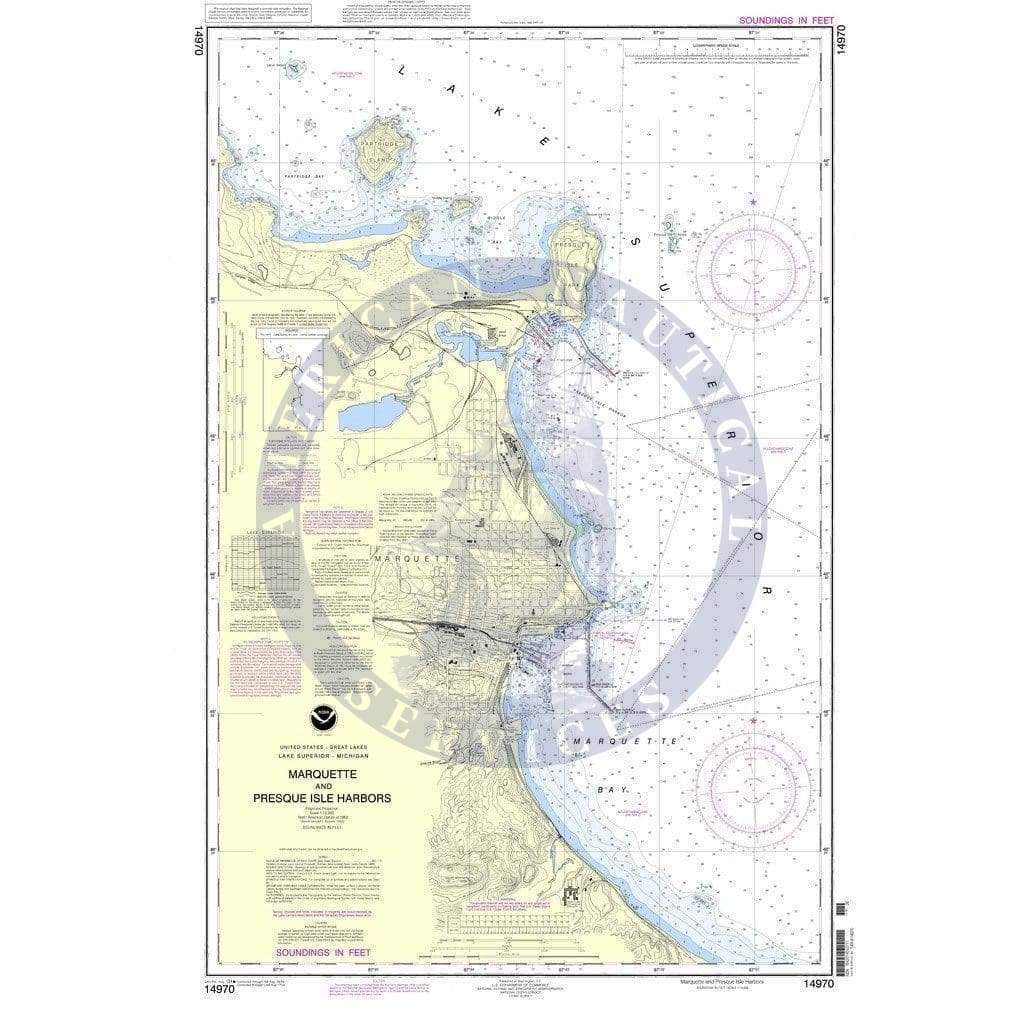 NOAA Nautical Chart 14970: Marquette and Presque Isle Harbors