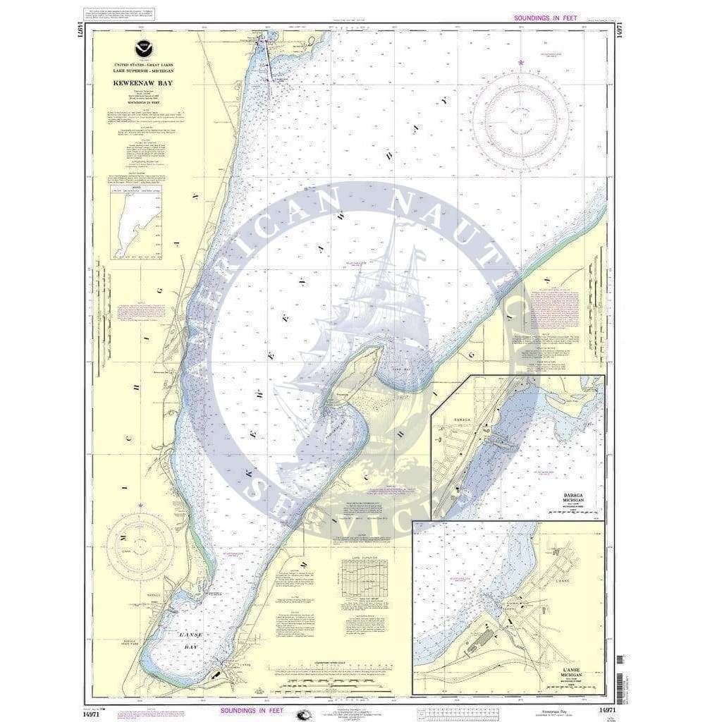 NOAA Nautical Chart 14971: Keweenaw Bay;L'Anse and Baraga Harbors