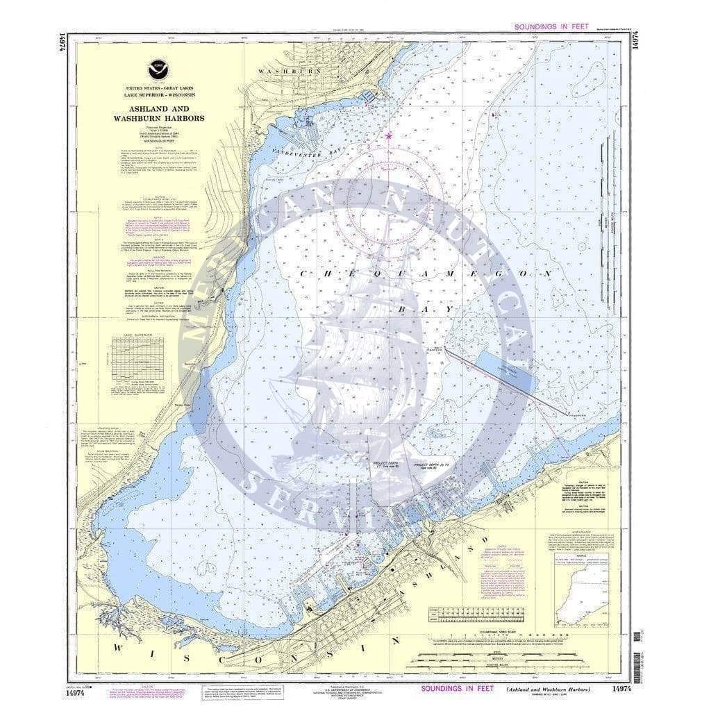 NOAA Nautical Chart 14974: Ashland and Washburn harbors