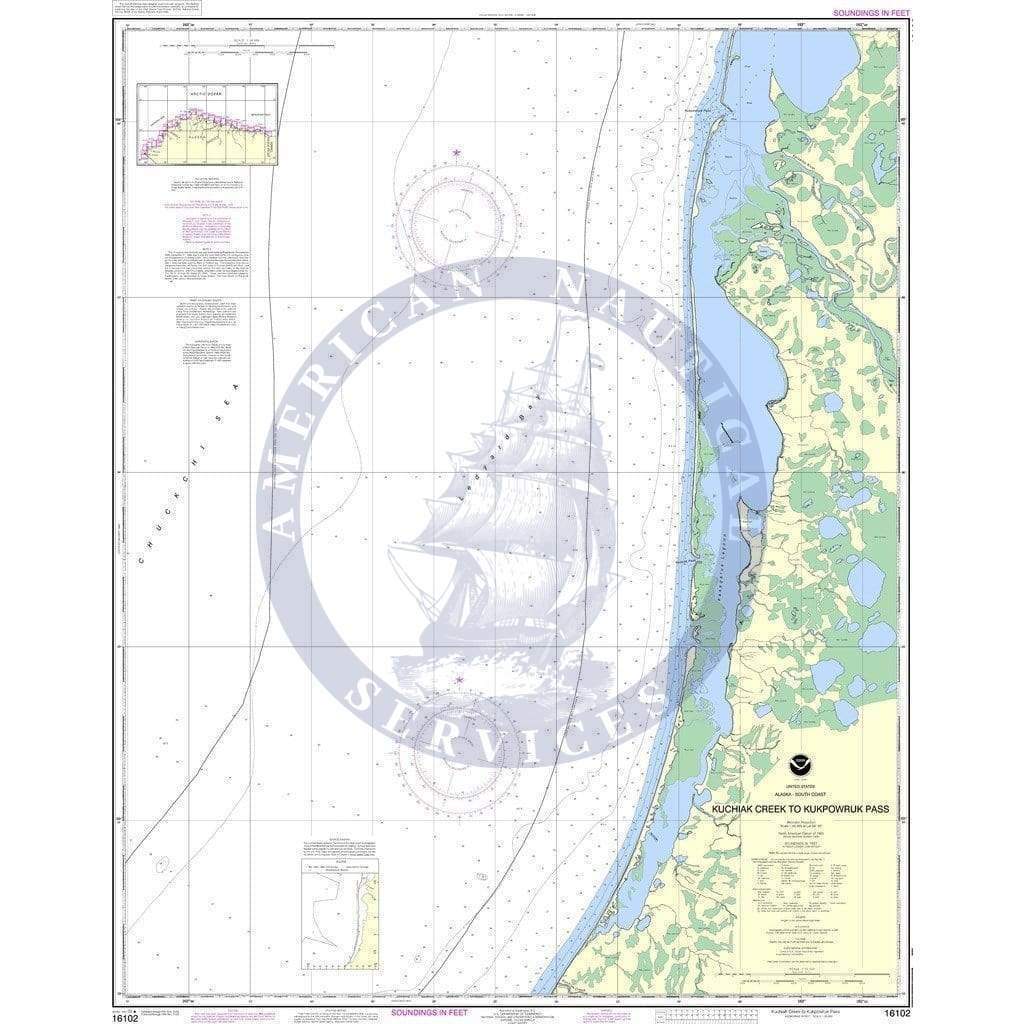 NOAA Nautical Chart 16102: Kuchiak River to Kukpowruk Pass