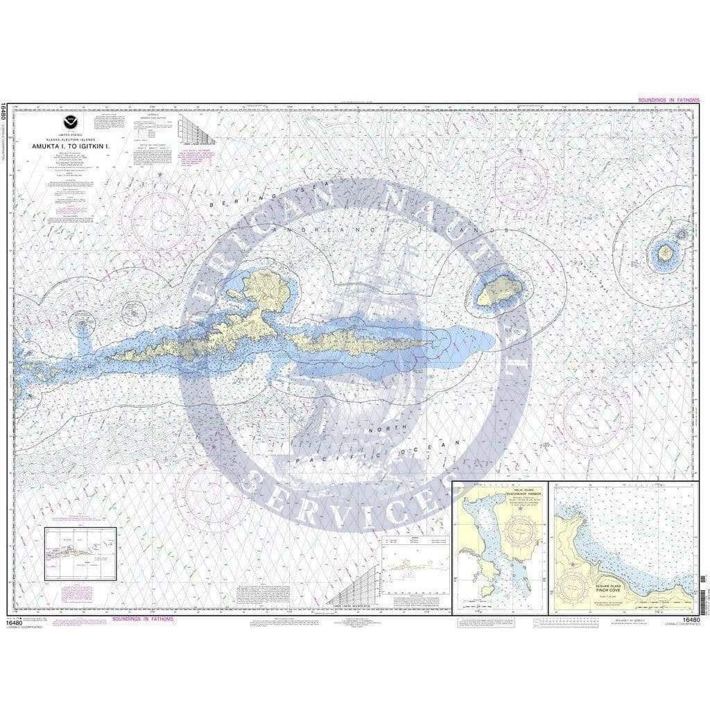 NOAA Nautical Chart 16480: Amkta Island to Igitkin Island;Finch Cove Seguam Island;Sviechnikof Harbor, Amilia Island