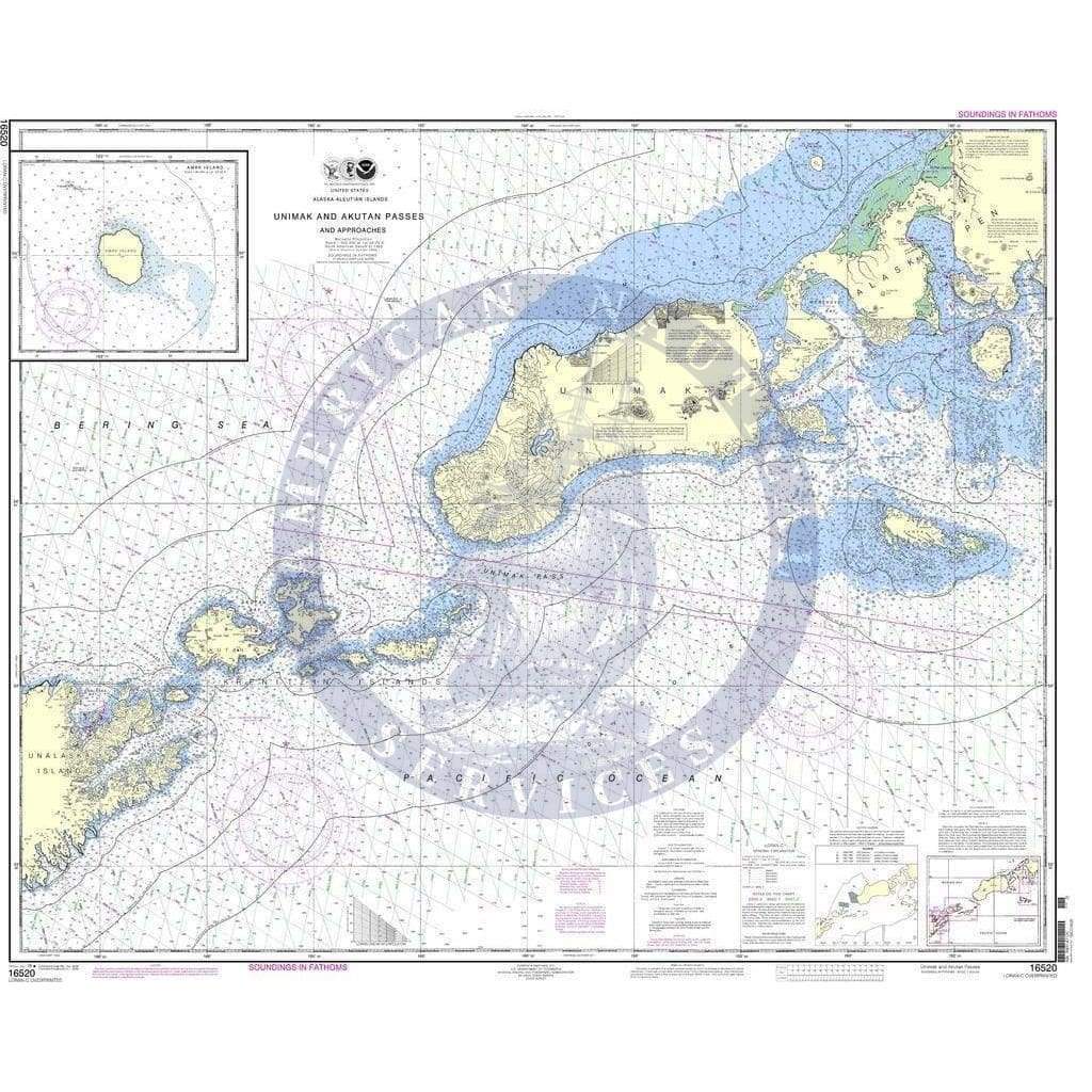 NOAA Nautical Chart 16520: Unimak and Akutan Passes and approaches;Amak Island