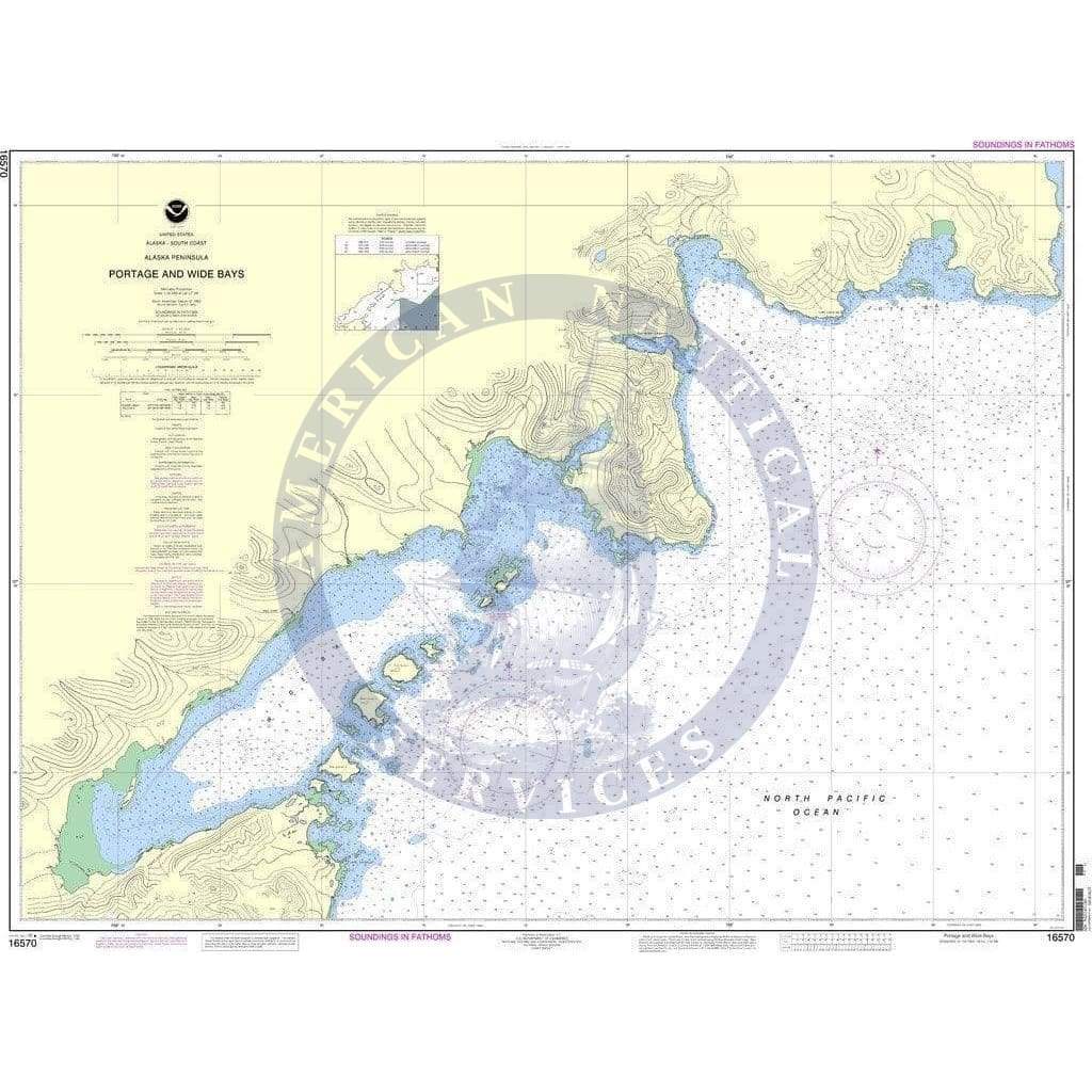 NOAA Nautical Chart 16570: Portage and Wide Bays, Alaska Pen.