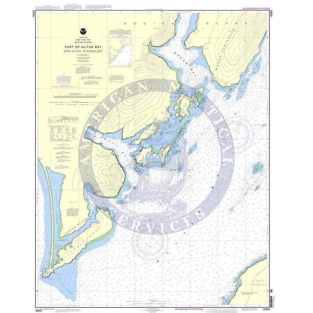 NOAA Nautical Chart 16591: Alitak Bay-Cape Alitak to Moser Bay