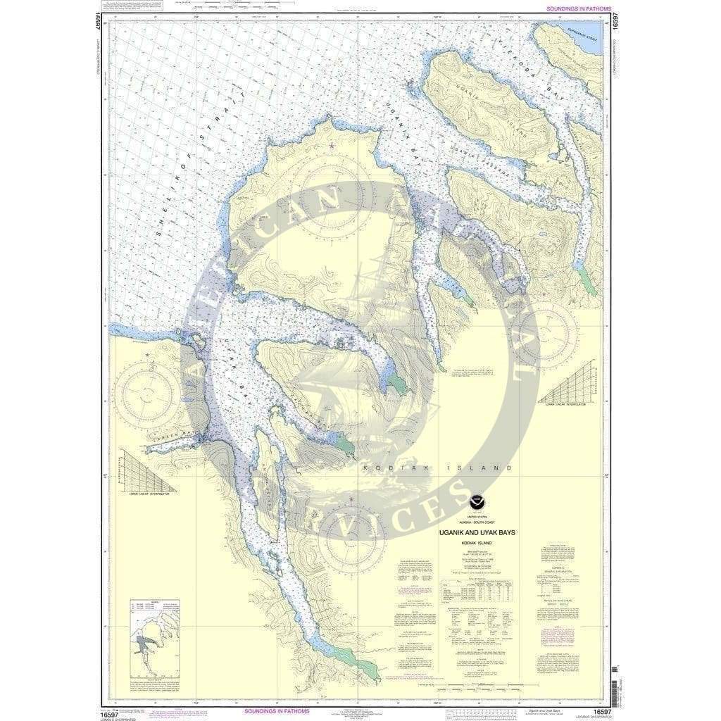 NOAA Nautical Chart 16597: Uganik and Uyak Bays