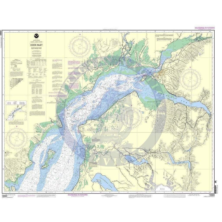 Cook Inlet Chart NOAA Nautical Chart 16660: Cook Inlet-northern part - Amnautical