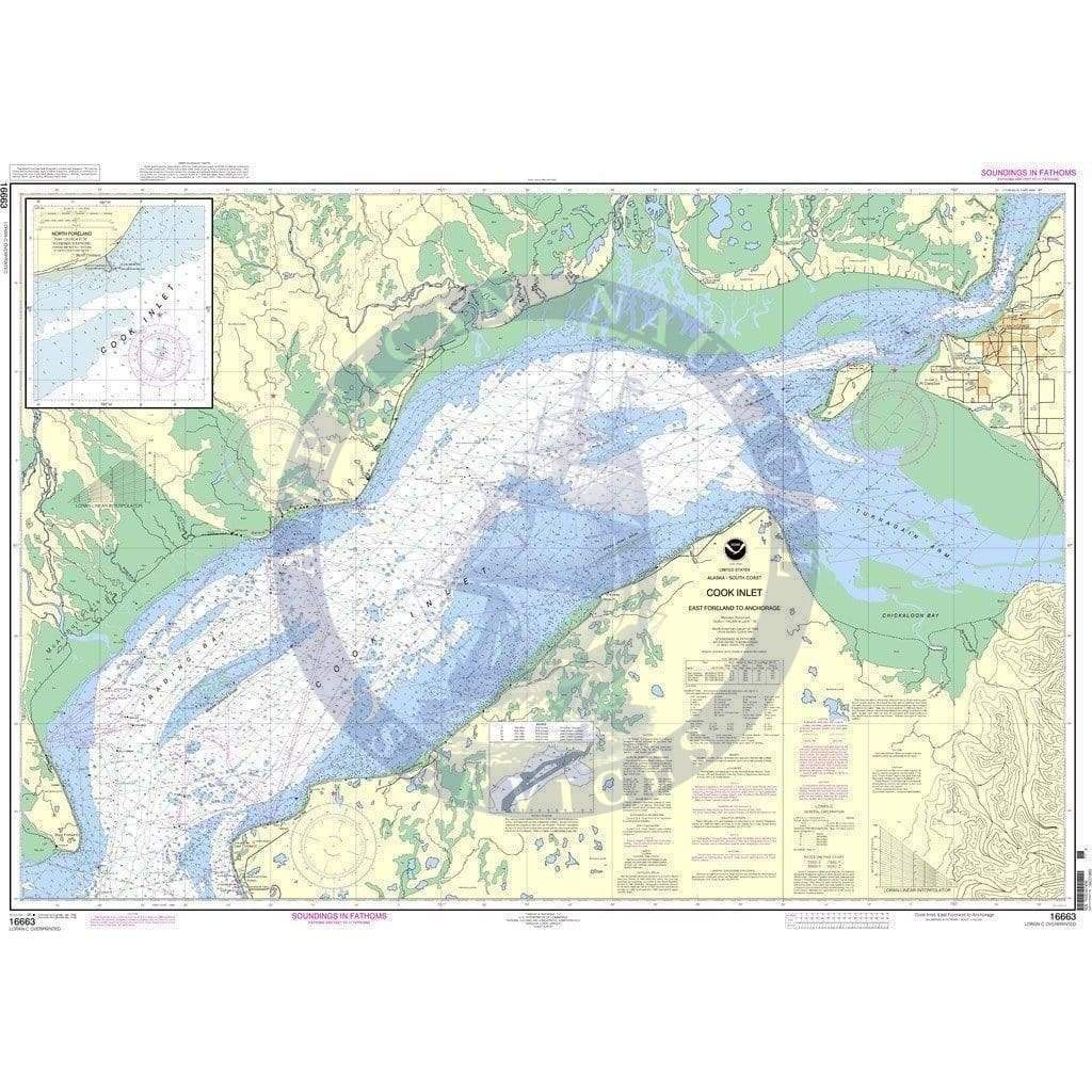 Cook Inlet Chart NOAA Nautical Chart 16663: Cook Inlet-East Foreland to Anchorage;North ...