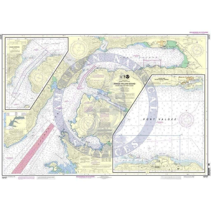 NOAA Nautical Chart 16707: Prince William Sound-Valdez Arm and Port Valdez;Valdez Narrows;Valdez and Valdez Marine Terminal